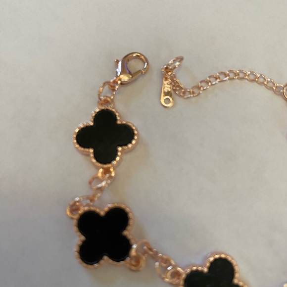 Rose gold plated silver four leaf clover bracelets. Set of 2 - Picture 6 of 6